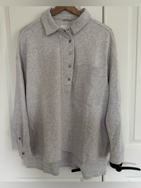 aerie Tops - aerie Light Gray Snap-Front Pullover